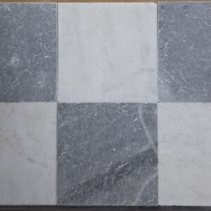 5,5m² Dambord wit en grijs marmer 30.5x30.5x1.2cm getrommeld