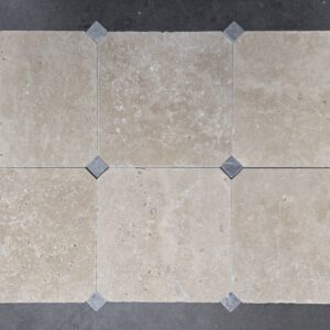 Beige travertin 20x20x1 / 2.3x2.3x1 octagon vloer/wandtegel