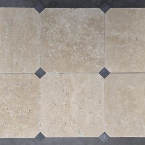 Beige travertin 20x20x1 / 2.3x2.3x1 octagon vloer/wandtegel