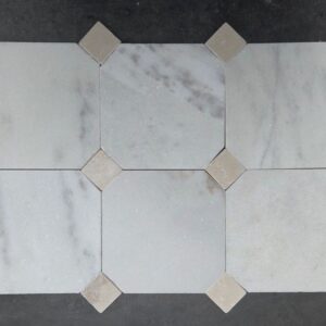 Wit en beige marmer 20x20x1 / 4.8x4.8x1 octagon vloer/wandtegel