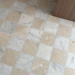 Beige en wit marmer anticato  20x20x1cm vloer / wandtegel dambord