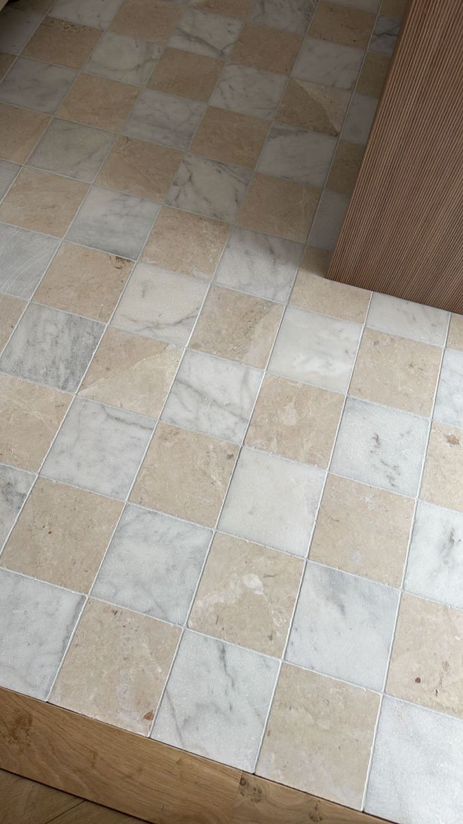 Beige en wit marmer anticato 20x20x1cm vloer / wandtegel dambord