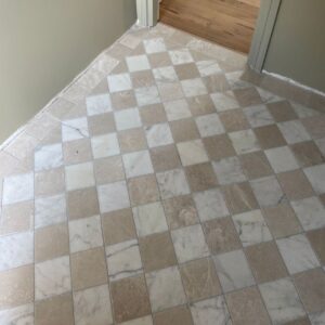 Dambord donker beige en wit marmer anticato 15x15x1cm vloer / wandtegel