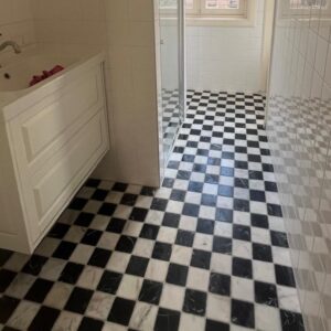 Dambord wit en zwart torros marmer anticato 10x10x1