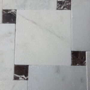 Wit en rosso levanto marmer 20x20x1 / 4.8x4.8x1 vloertegel molenwiek