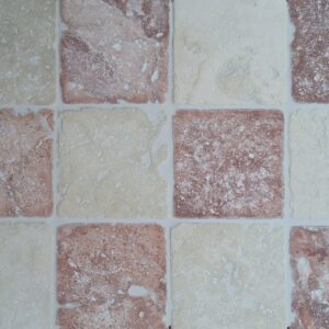 Beige en Rood/Rose travertin dambord 10x10x1 vloer/wandtegel