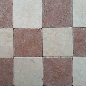 Beige en Rood marmer dambord 10x10x1 vloer/wandtegel