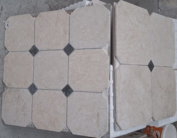 Olympos beige marmer 30.5x30.5x1 / 4.8x4.8x1 octagon vloer/wandtegel - Afbeelding 2