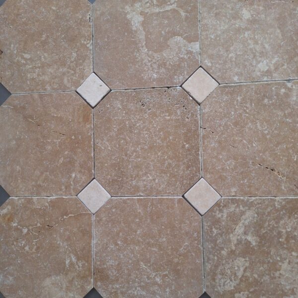 Noche travertin 20x20x1 / 4.8x4.8x1 octagon vloer/wandtegel