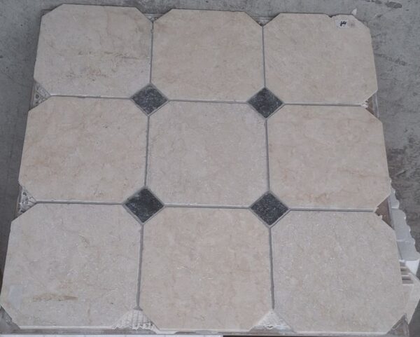 Olympos beige marmer 20x20x1 / 4.8x4.8x1 octagon vloer/wandtegel