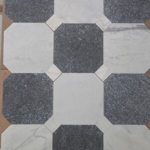 Antique zwart en wit marmer 40x40x1.2 / 10x10x1 octagon dambord vloertegel