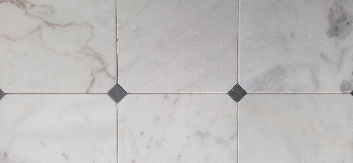 Wit en zwart marmer 20x20x1 / 2.3x2.3x1 octagon vloer/wandtegel