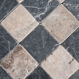 Torros marmer en Grey travertin dambord 10x10x1 vloer/wandtegel