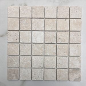 Mozaiek Beige light Travertin 4.8x4.8x1 getrommeld