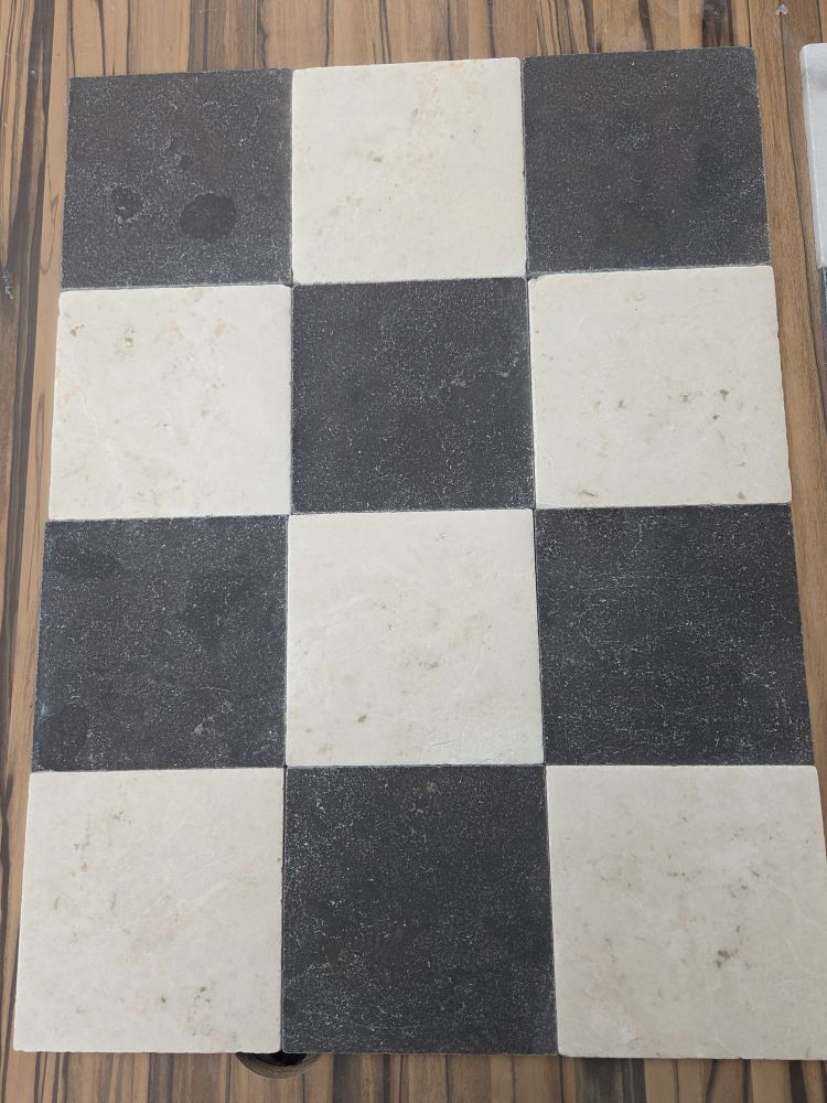 Beige marmer en donker hardsteen anticato 20x20x1cm vloer / wandtegel