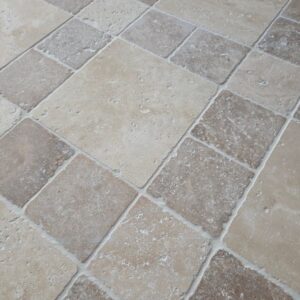 NH4 patroon bruin en beige travertin getrommeld vloertegel