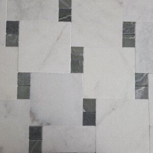 Wit en groen marmer getrommeld 20x20x1 / 4.8x4.8x1 vloertegel