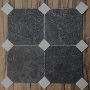 Donker hardsteen 20x20x1 / 4.8x4.8x1 octagon vloertegel