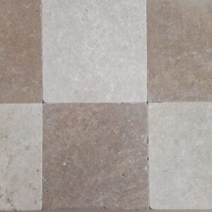 Dambord Travertin anticato beige en bruin 30.5x30.5x1 vloertegel