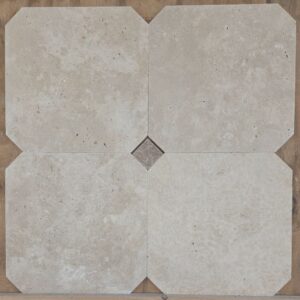 Beige travertin 30.5x30.5x1 / 4.8x4.8x1 octagon vloer/wandtegel