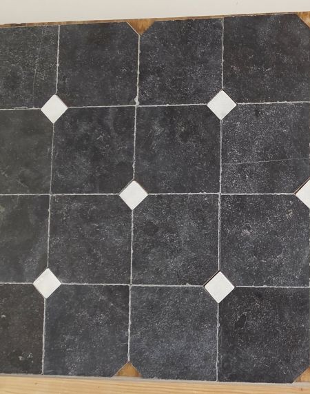 Donker hardsteen 20x20x1 / 4.8x4.8x1 octagon vloer/wandtegel