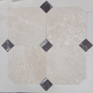 Beige en Rosso marmer 20x20x1 / 4.8x4.8x1 octagon vloer/wandtegel